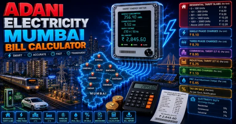Adani Electricity Bill Calculator 2026 (Latest Updated)