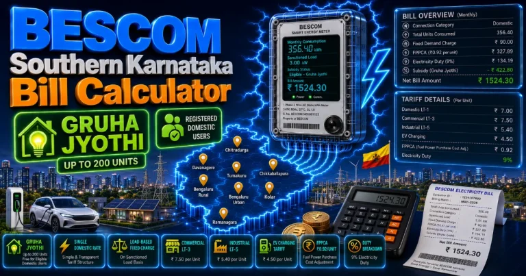 BESCOM Bill Calculator 2026 (Latest Updated)
