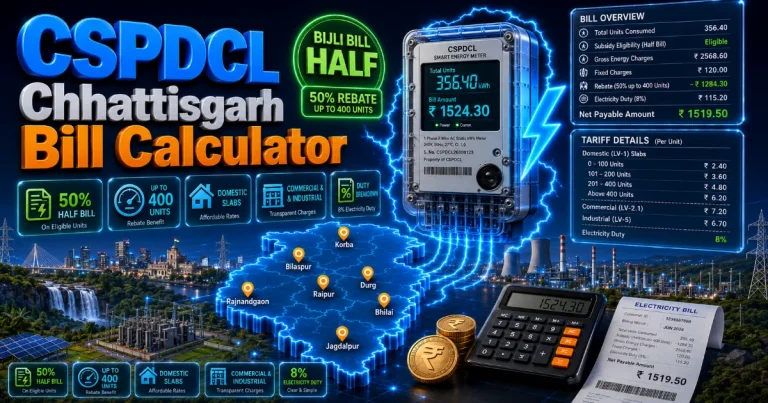 CSPDCL Bill Calculator 2026 (Latest Updated)