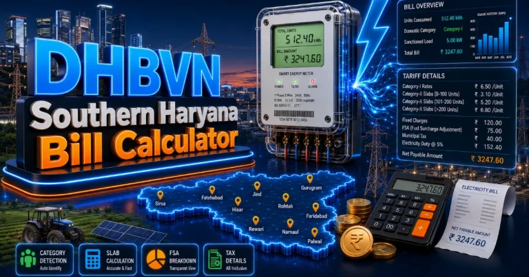 DHBVN Bill Calculator 2026 (Latest Updated)