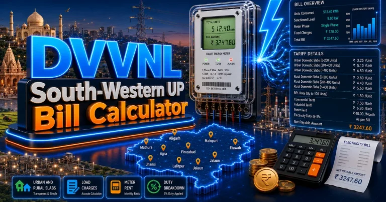 DVVNL Bill Calculator 2026 (Latest Updated)