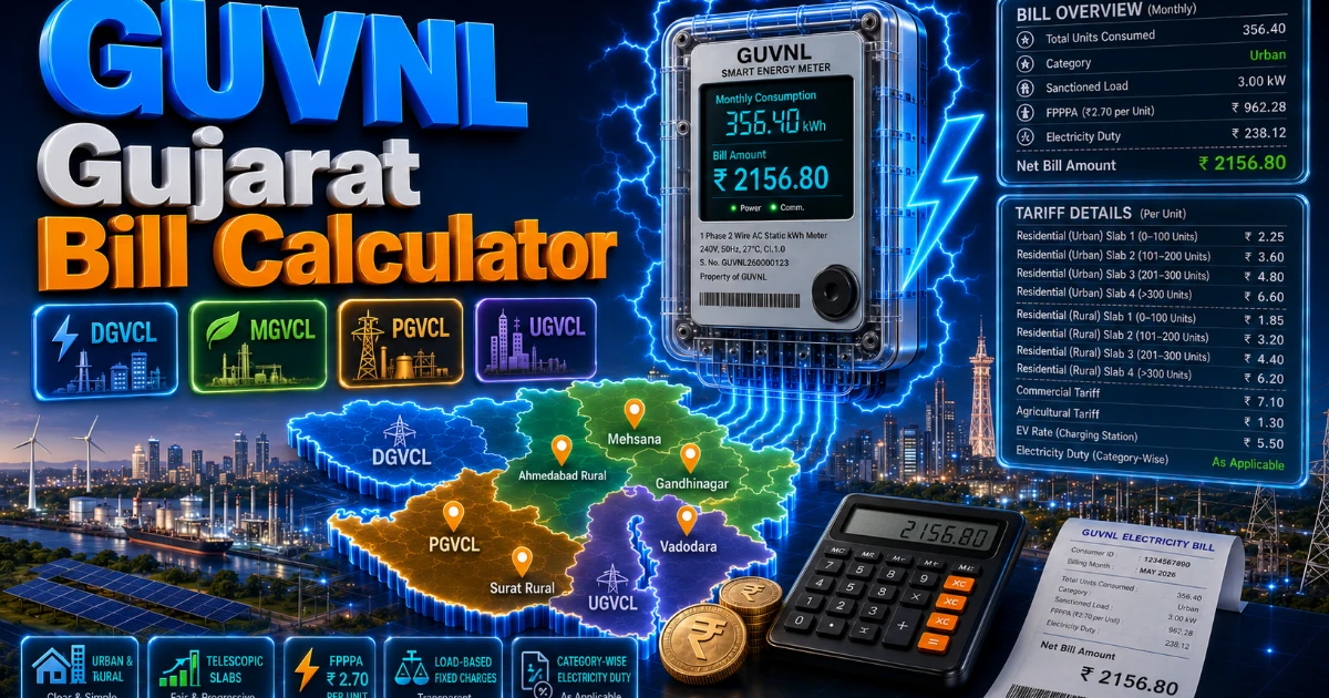 DGVCL Bill Calculator 2026 (Latest Updated)