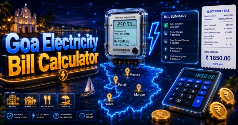 Goa Electricity Bill Calculator 2026 (Latest Updated)