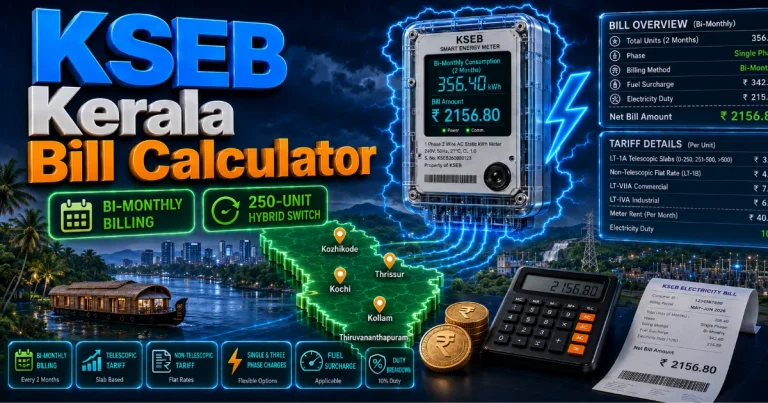 KSEB Bill Calculator 2026 (Latest Updated)