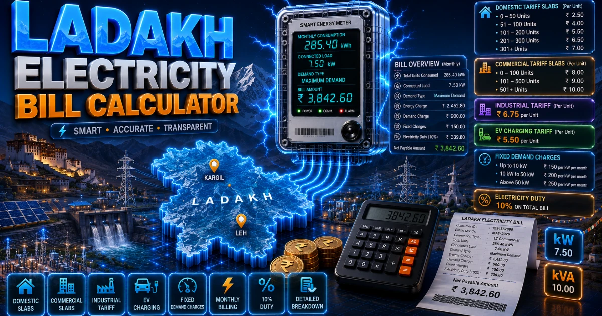 Ladakh Bill Calculator 2026 (Latest Updated)