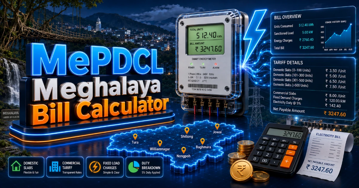 MePDCL Bill Calculator 2026 (Latest Updated)