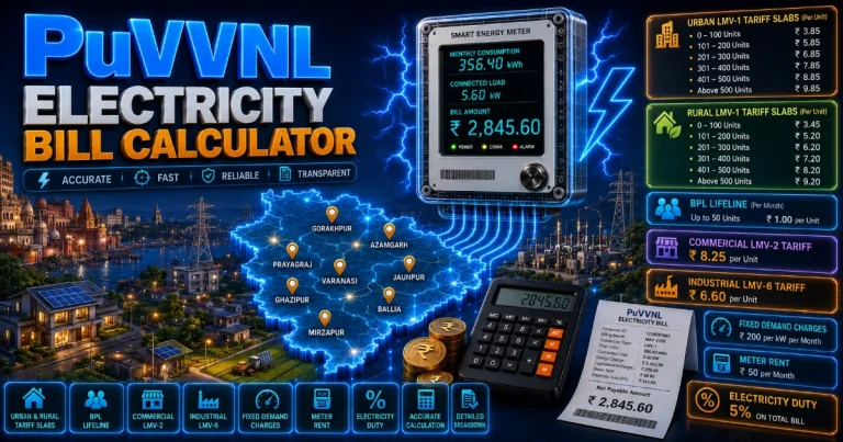PuVVNL Bill Calculator 2026 (Latest Updated)