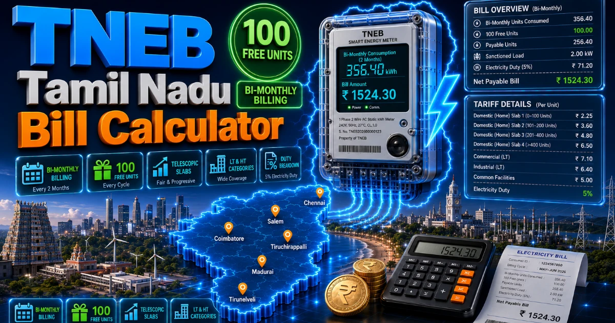 TNEB Bill Calculator 2026 (Latest Updated)