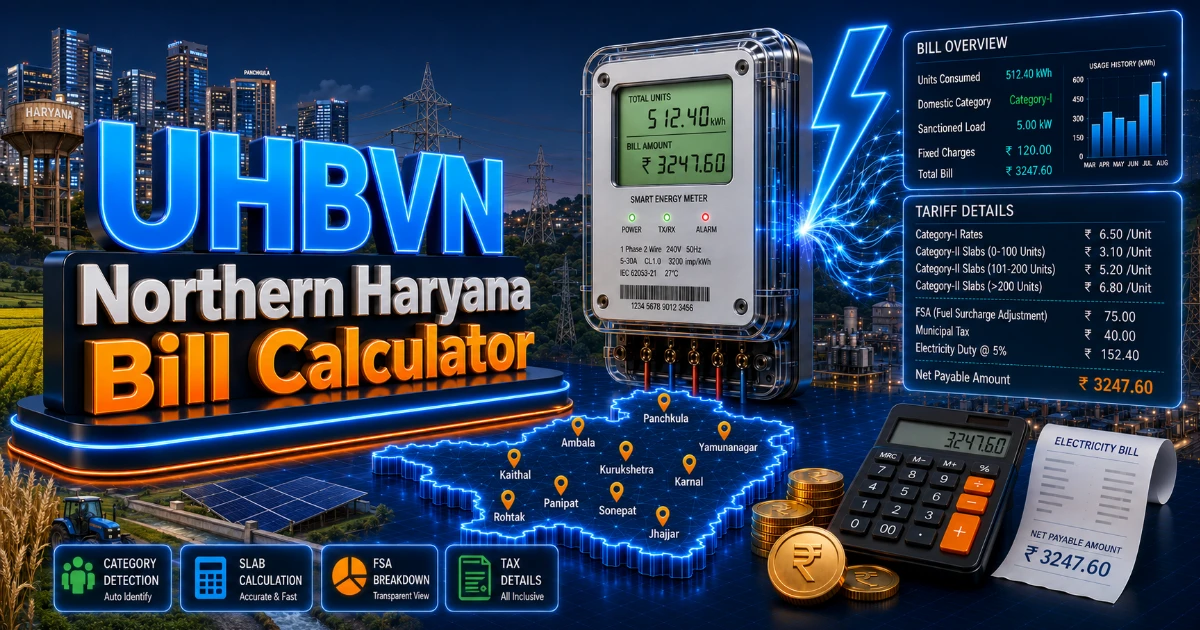 UHBVN Bill Calculator 2026 (Latest Updated)